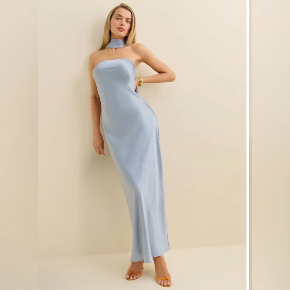 Reformation Oren Silk Dress in Mineral - Picture 1 of 9